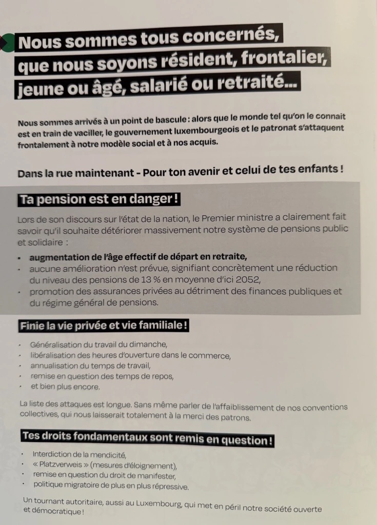 Contre la Réforme des retraites au Luxembourg, LCGB, OGBL uni dans le front syndical