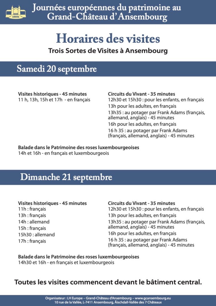 Journées Européennes du Patrimoine 2025 au Grand-Château d’Ansembourg : « Fenêtres sur le passé, Portes vers l'avenir » 20-21/09