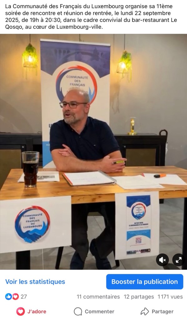11ème réunion de la communauté des Français du Luxembourg avec Mr Bruno Theret sur le thème des élections consulaires 2026