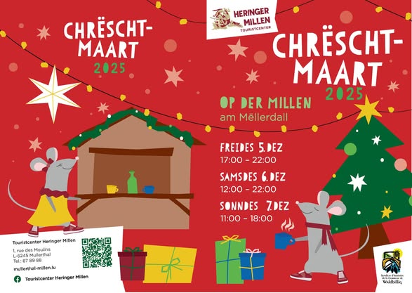 Programme Marché Noël Op Der Millen  sapin chalet Creschtmaart