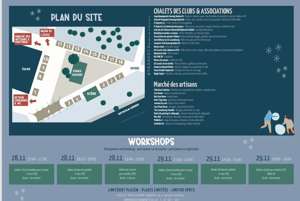 programme marché Noël Bridel Kopstal