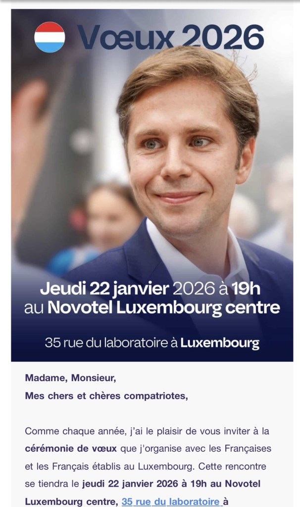 Cérémonie de vœux 2026 des Français du Luxembourg avec Pieyre-Alexandre Anglade