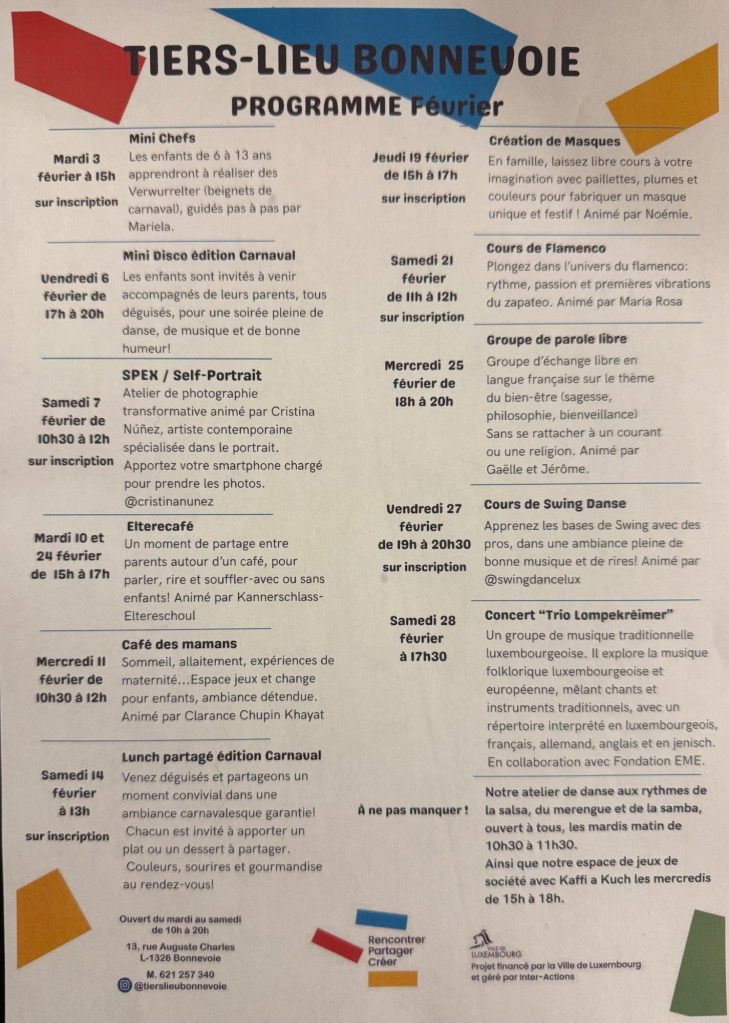 Programme du Tiers-Lieu à Luxembourg- Bonnevoie