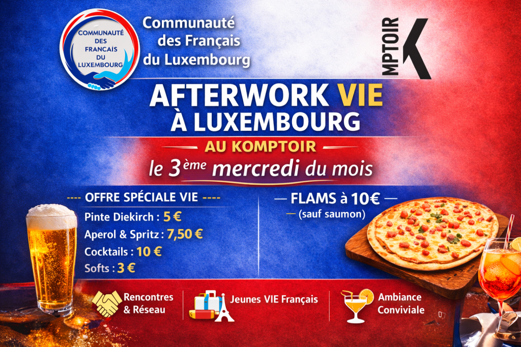 Afterwork VIE à Luxembourg : rendez-vous au Komptoir le mercredi 18 mars dès 18h30
