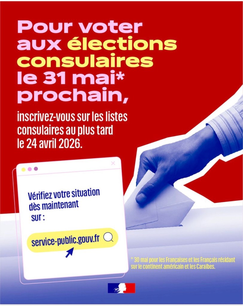 Pour voter aux élections consulaires le 31 mai, inscrivez-vous sur les listes consulaires au plus tard le 24 avril