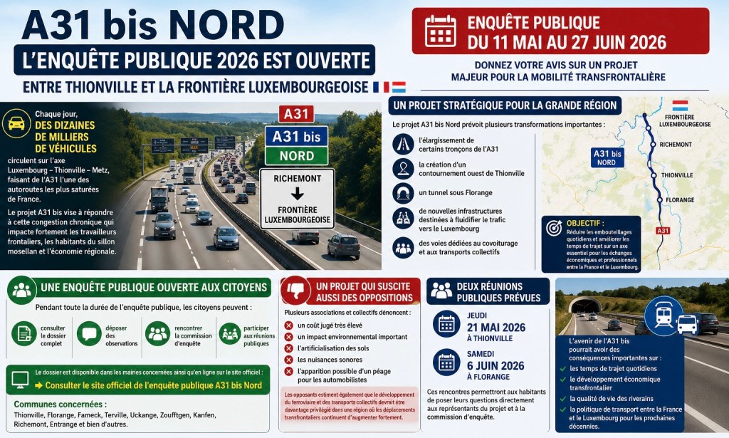 A31 bis : l’enquête publique 2026 est ouverte entre Thionville et la frontière luxembourgeoise
