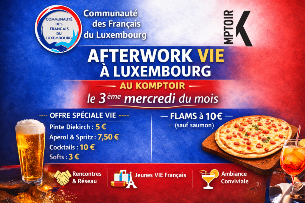 Afterwork VIE à Luxembourg : rendez-vous au Komptoir le mercredi 20 mai à partir de 18h30